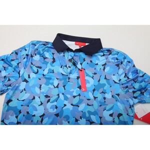 REDVANLY Fleurs Polo Men's L Midnight Navy Blue Multi PUREPoly